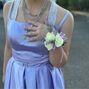 Beautiful Square Neck Lavender Ball Gown